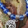 Bracciale di quarzo rutilato blu con albero della vita