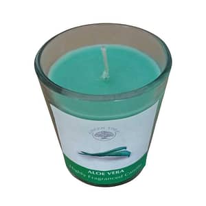 Candela a tazza profumata all'aloe vera verde
