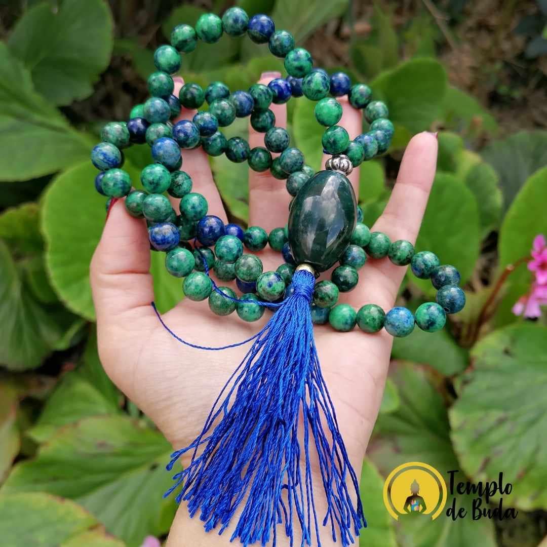 Japa Mala de Crisocola e Meru Ágata India 8mm - Image 2