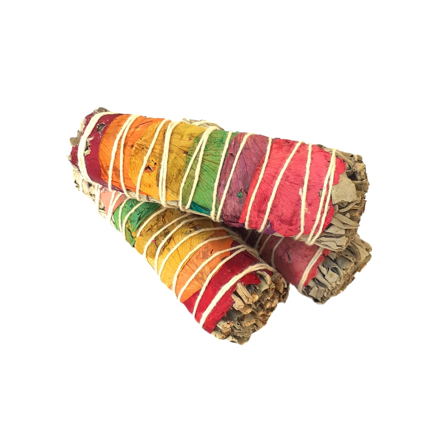 Tocha de Salvia Branca e Petalas de Rosas Sete Chakras 10cm