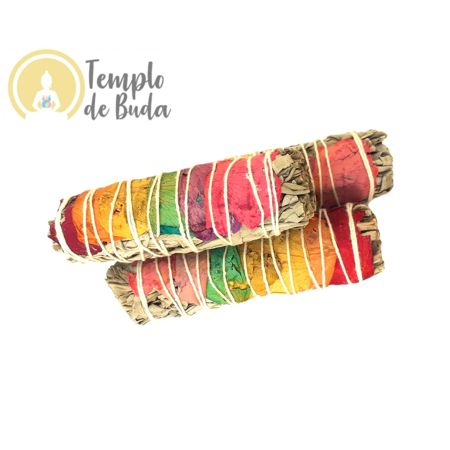 Tocha de Salvia Branca e Petalas de Rosas Sete Chakras 10cm