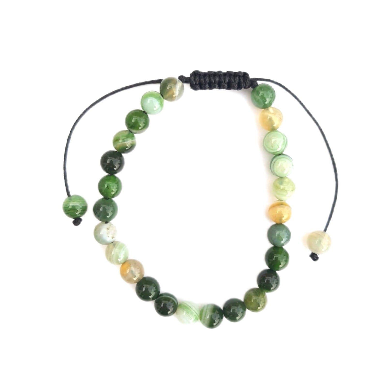 Pulseira de Agata Verde com Cordão Regulável 6mm