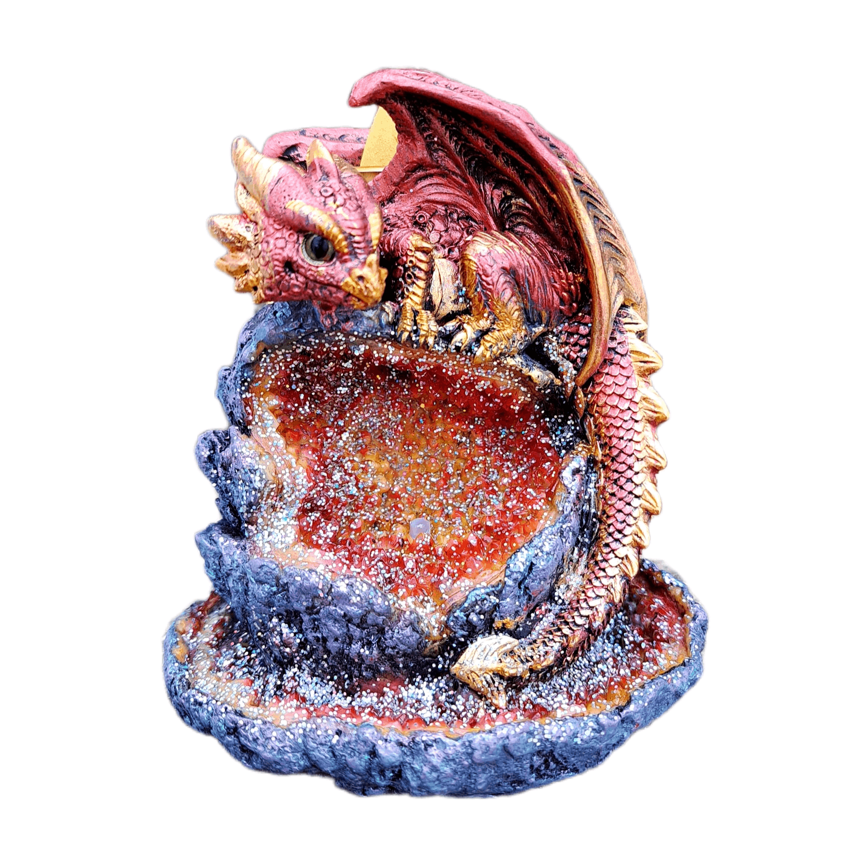 Cascata de Fumo Caverna do Dragão Vermelho Cristal Brilhante com Luz