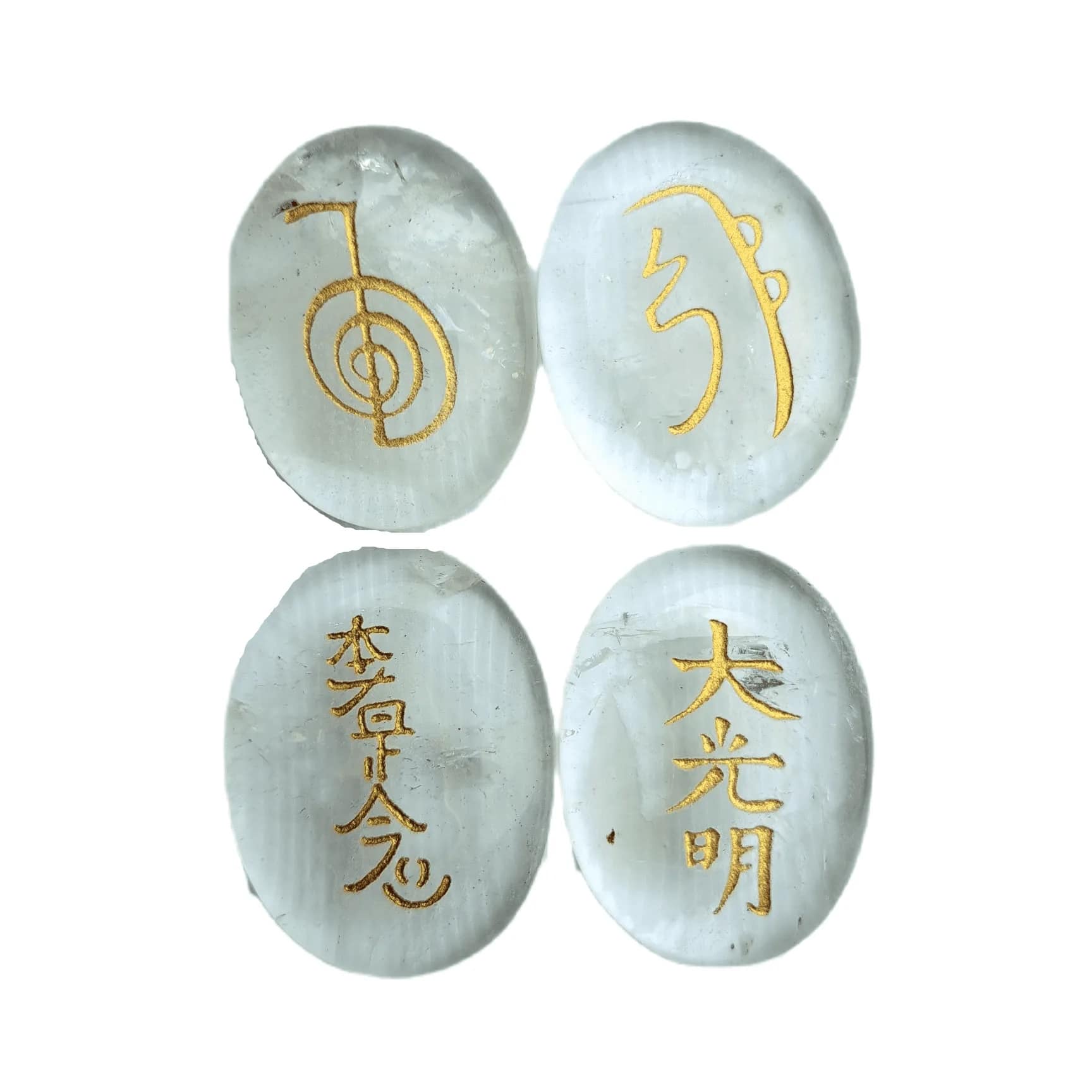 Kit Reiki Quartzo Branco Oval/Plano 2.5cm