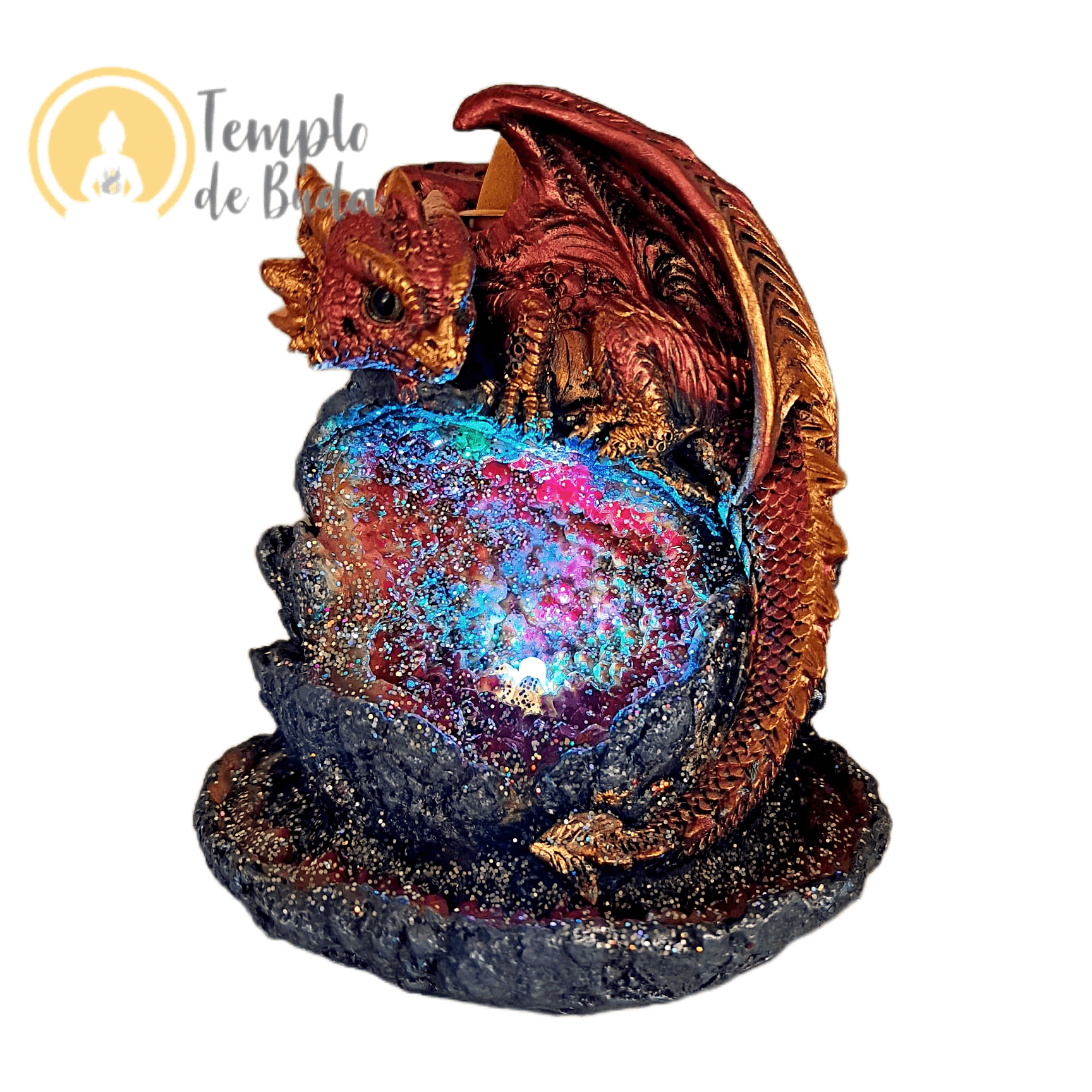 Cascata de Fumo Caverna do Dragão Vermelho Cristal Brilhante com Luz