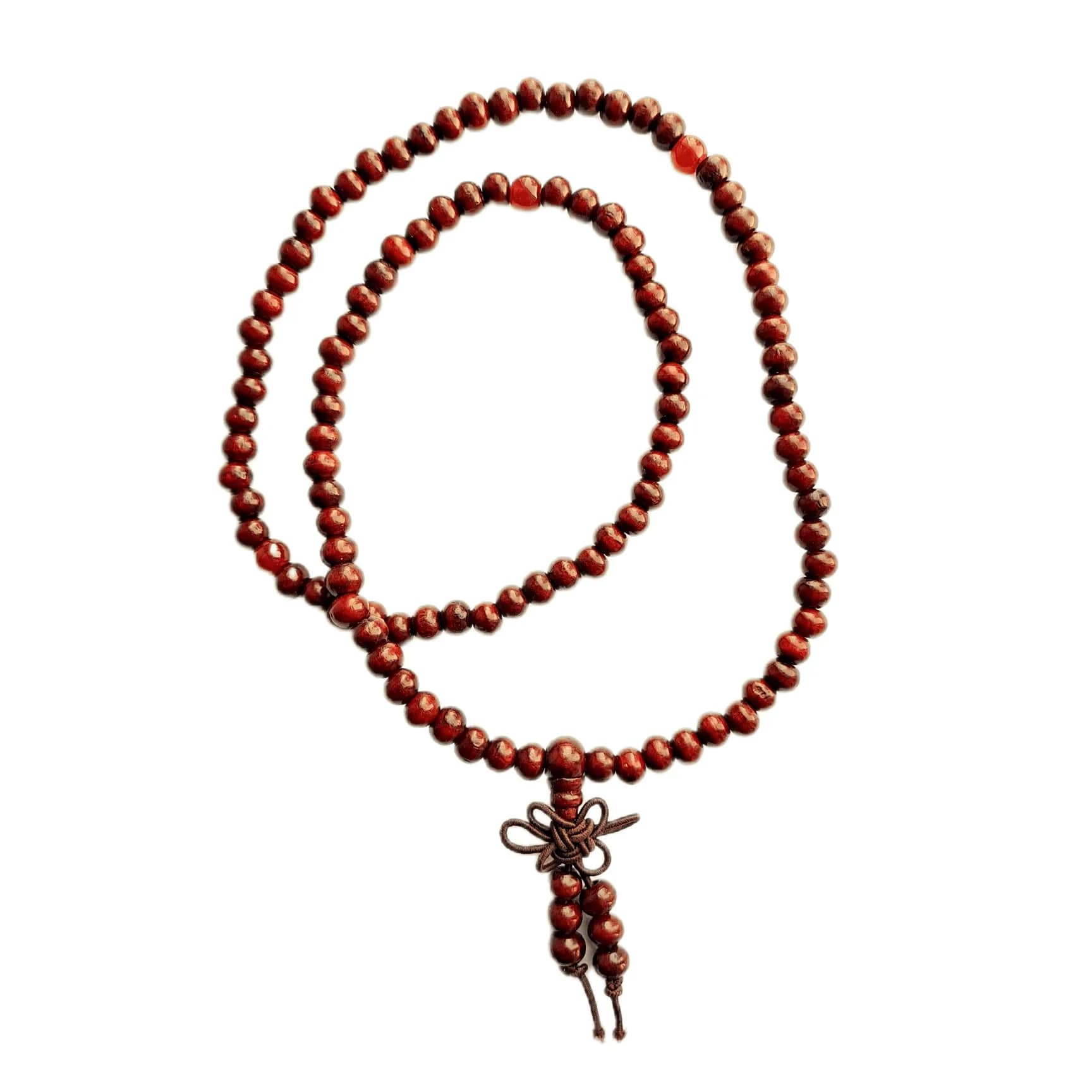 Japa Mala Sândalo Vermelho Nó Tibetano 5mm