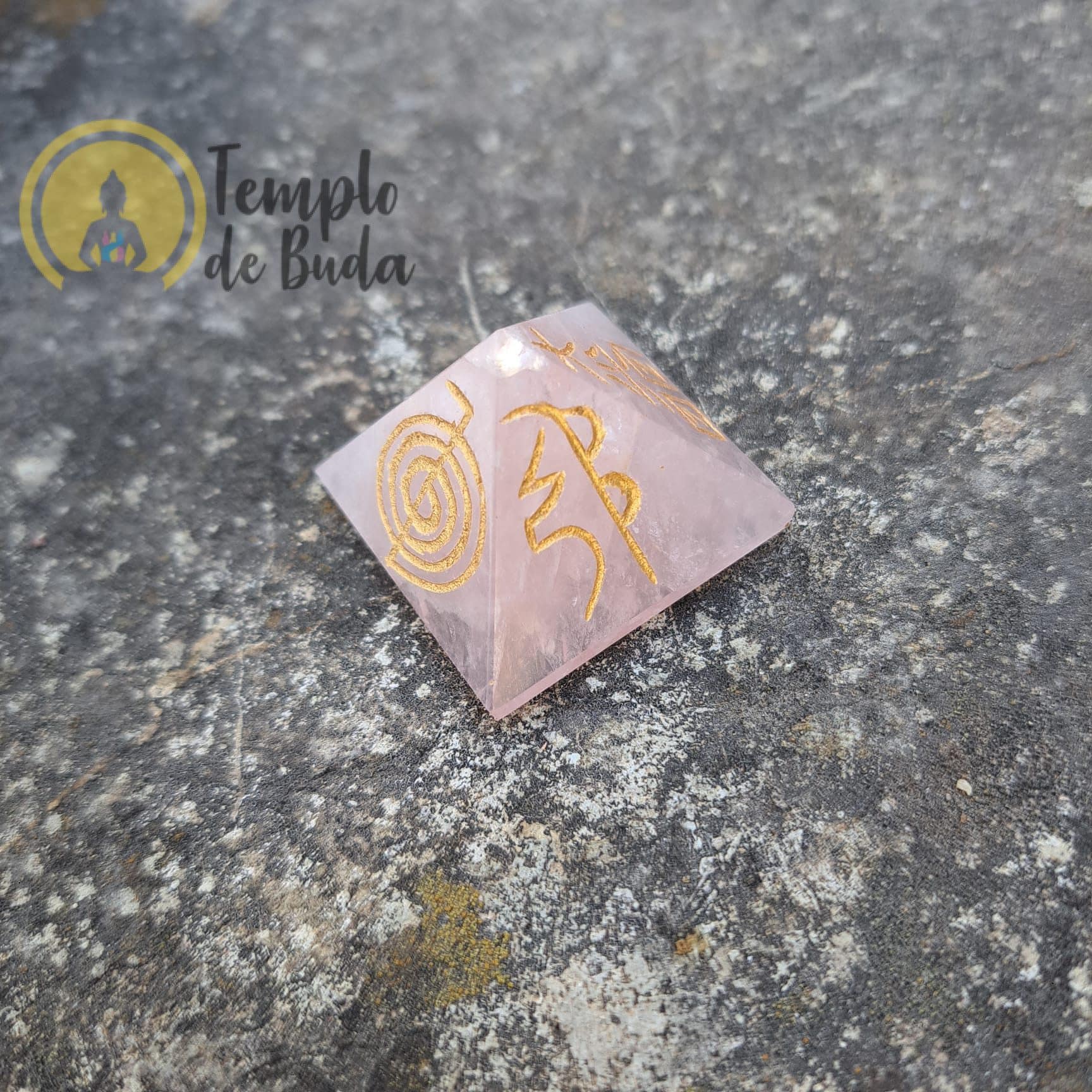 Pirâmide Chakra Simbolos Reiki Quartzo Rosa