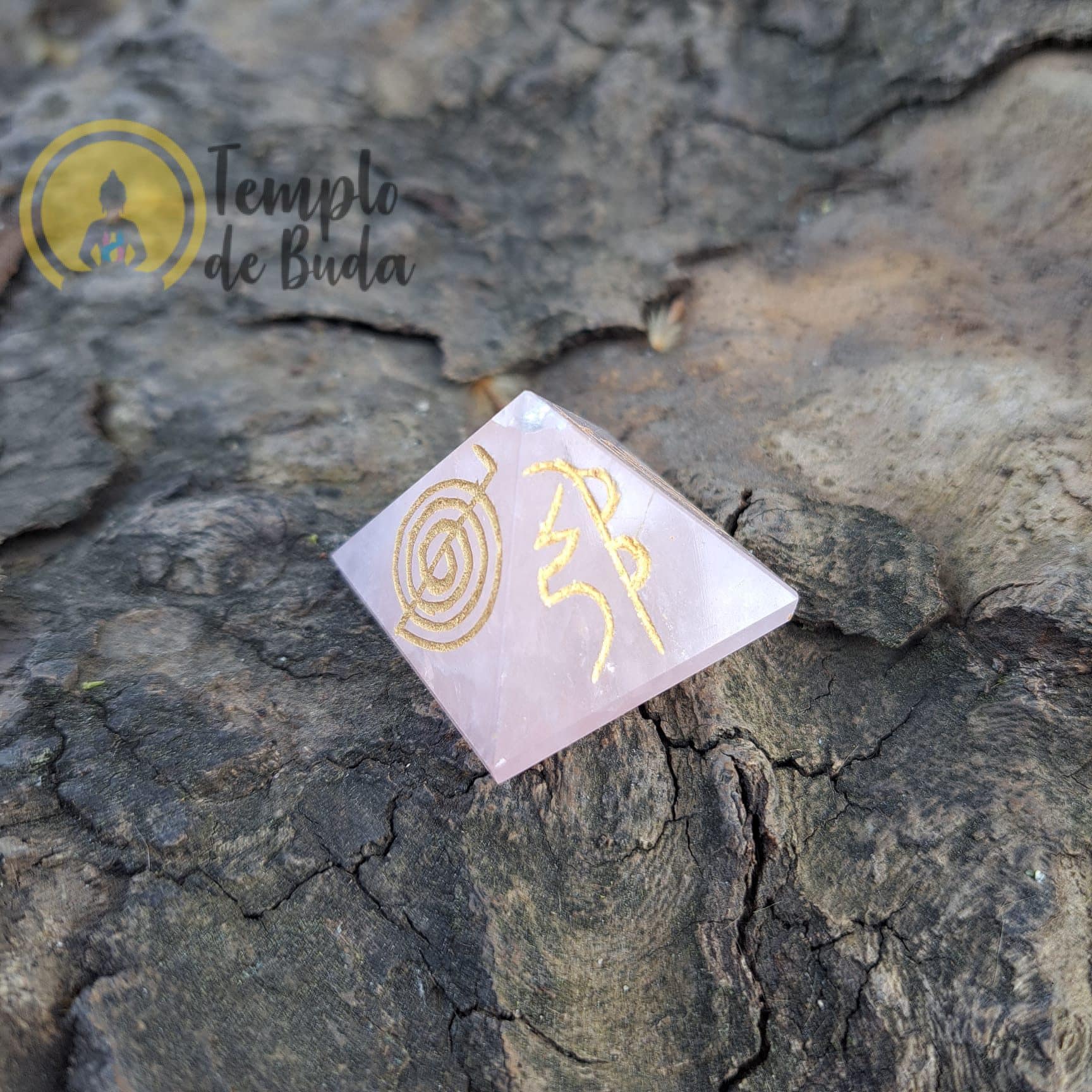 Pirâmide Chakra Simbolos Reiki Quartzo Rosa
