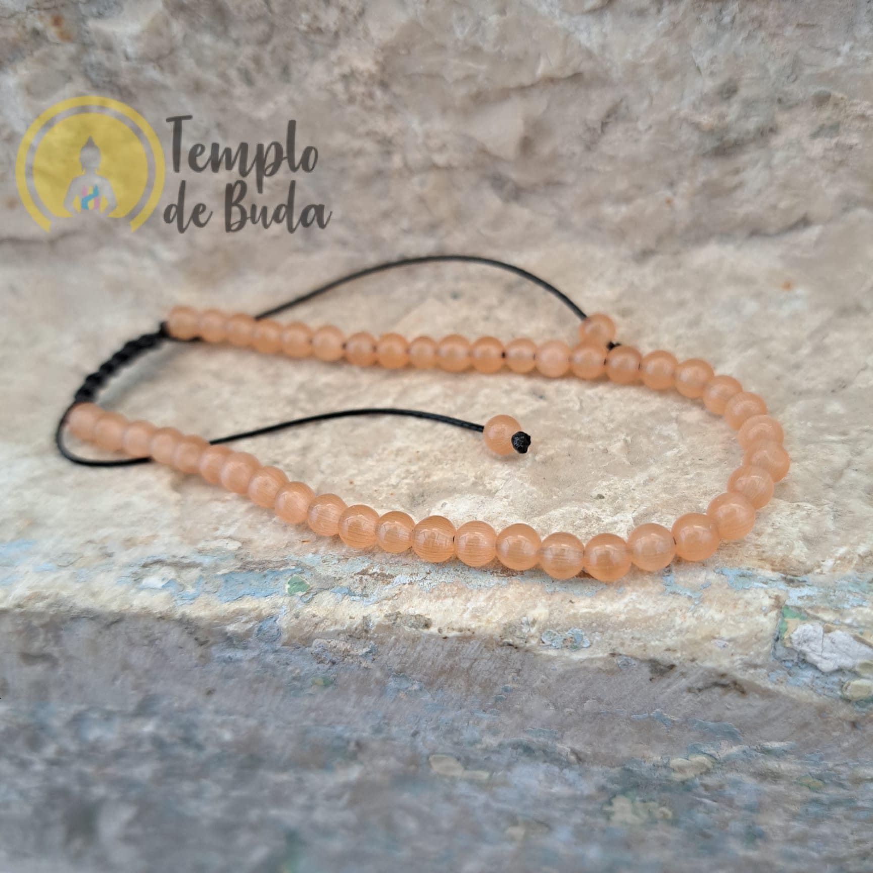 Pulseira de Olho de Gato Laranja com Cordão Regulável 4mm