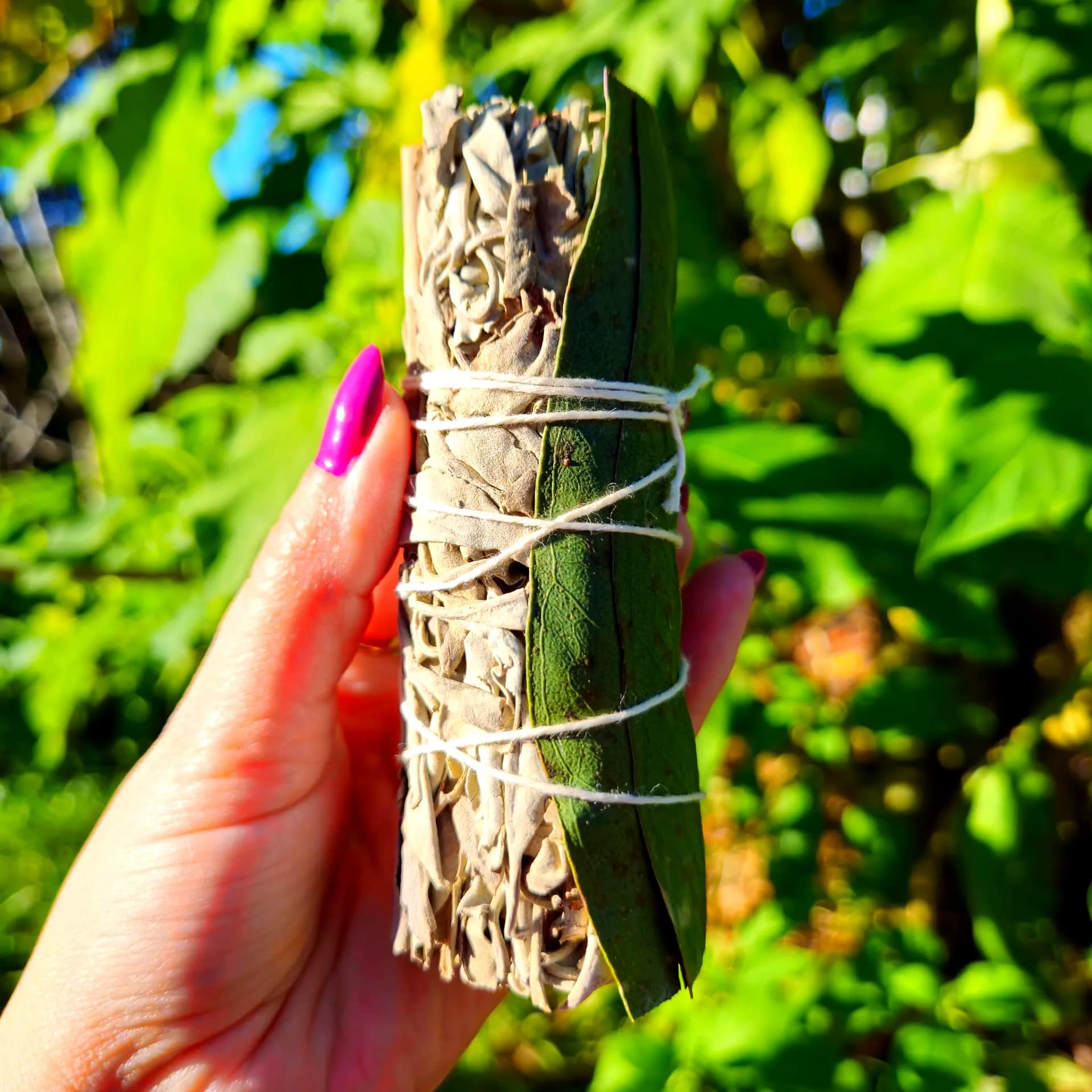 Tocha Salvia Branca e Eucalipto 10 cm