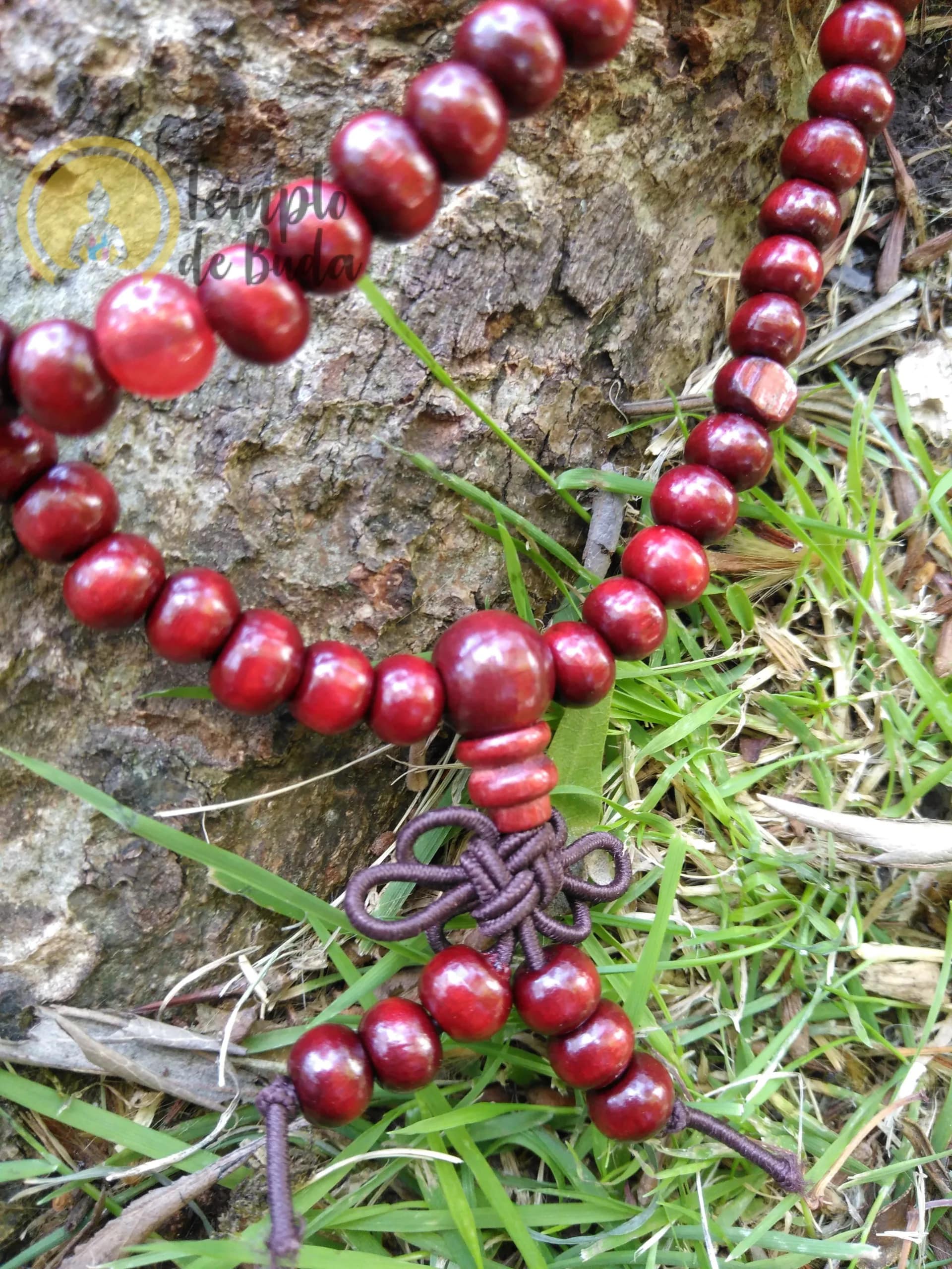 Japa Mala Sândalo Vermelho Nó Tibetano 5mm