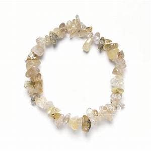 Pulseira Quartzo Rutilado Dourado Chips