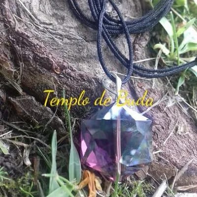 Andara Pendente Hexágono Roxo