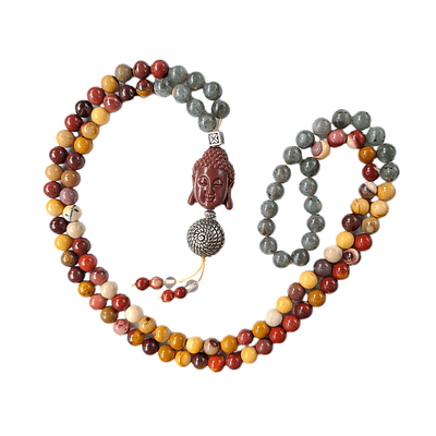 Japa Mala Mookaite e Labradorita 8mm