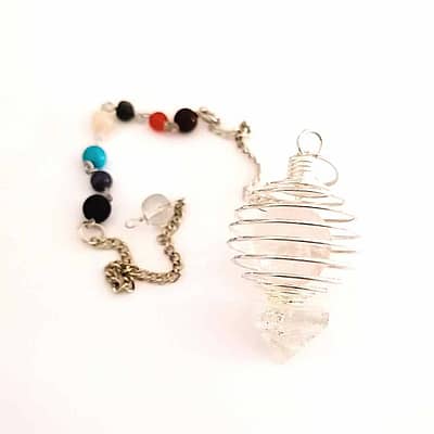 Pendulo Jaula Chakra Quartzo Branco