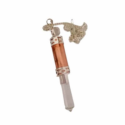 Pêndulo Bastão Atlante Cobre de Quartzo Branco