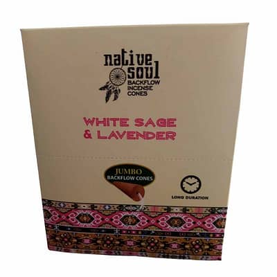 Cones Incenso Cascata Native Soul Sálvia Branca e Lavanda Caixa