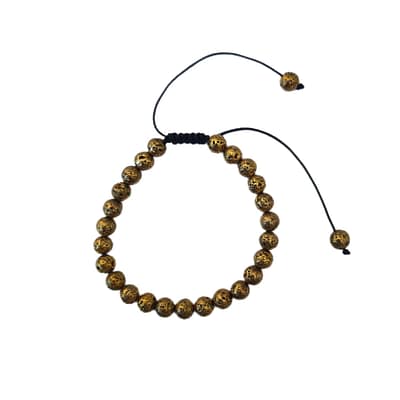 Pulseira de Pedra Lava Dourada com Cordão 6mm