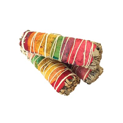 Tocha de Salvia Branca e Petalas de Rosas Sete Chakras 10cm