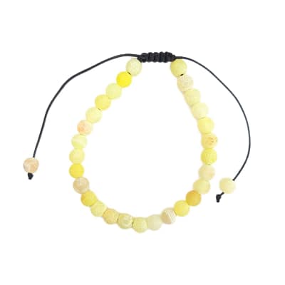 Pulseira de Jaspe Pele de Serpente Amarela com Cordão Regulável 6mm