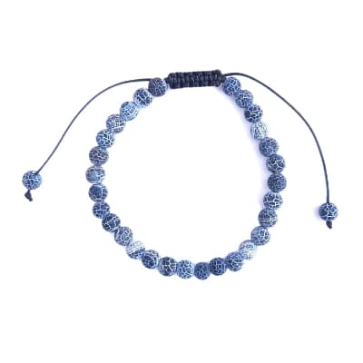 Pulseira de Jaspe Pele de Serpente Azul com Cordão Regulável 6mm