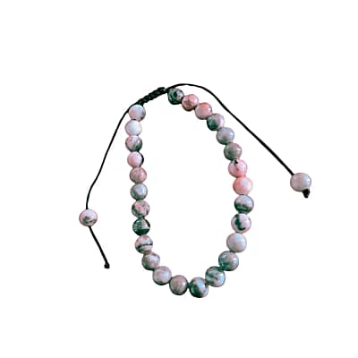 Pulseira Jaspe Rosa com Cordão Regulável