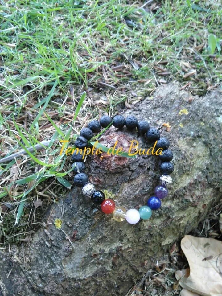 Pulseira Pedra Lava e 7 Chakras