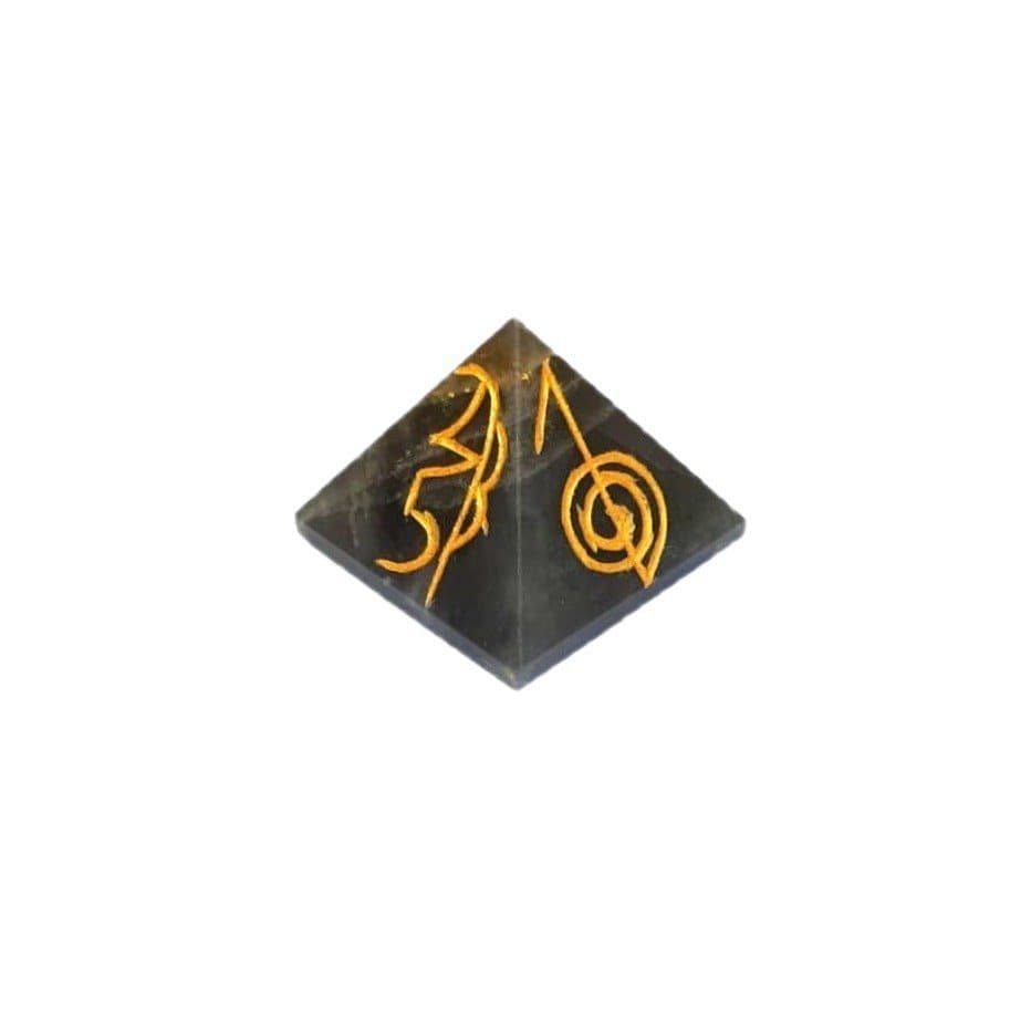 Pirâmide Chakra Símbolos Reiki Quartzo Negro